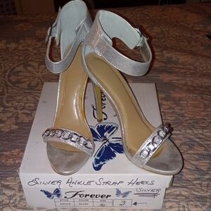 Metallic Silver Chain Heels